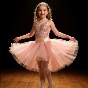 A Wish Pink Sequin Kids Dance Costume Blush Pink 18c?